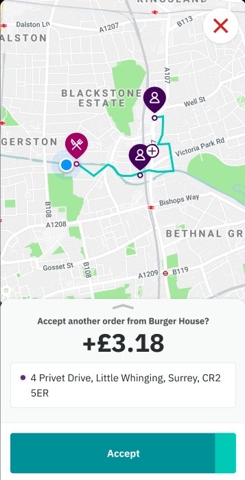 Delivroo Order Screen