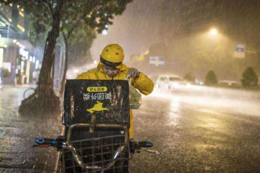 food delivery in heavy rain